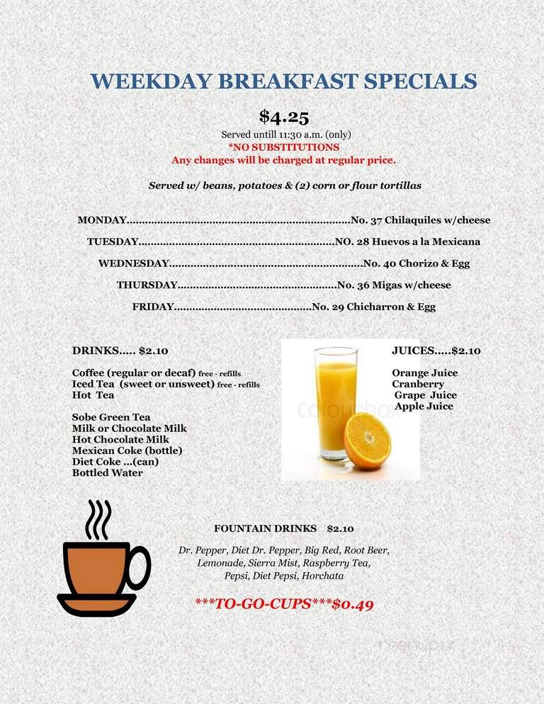 Las Lagunas - Floresville, TX menu_pic