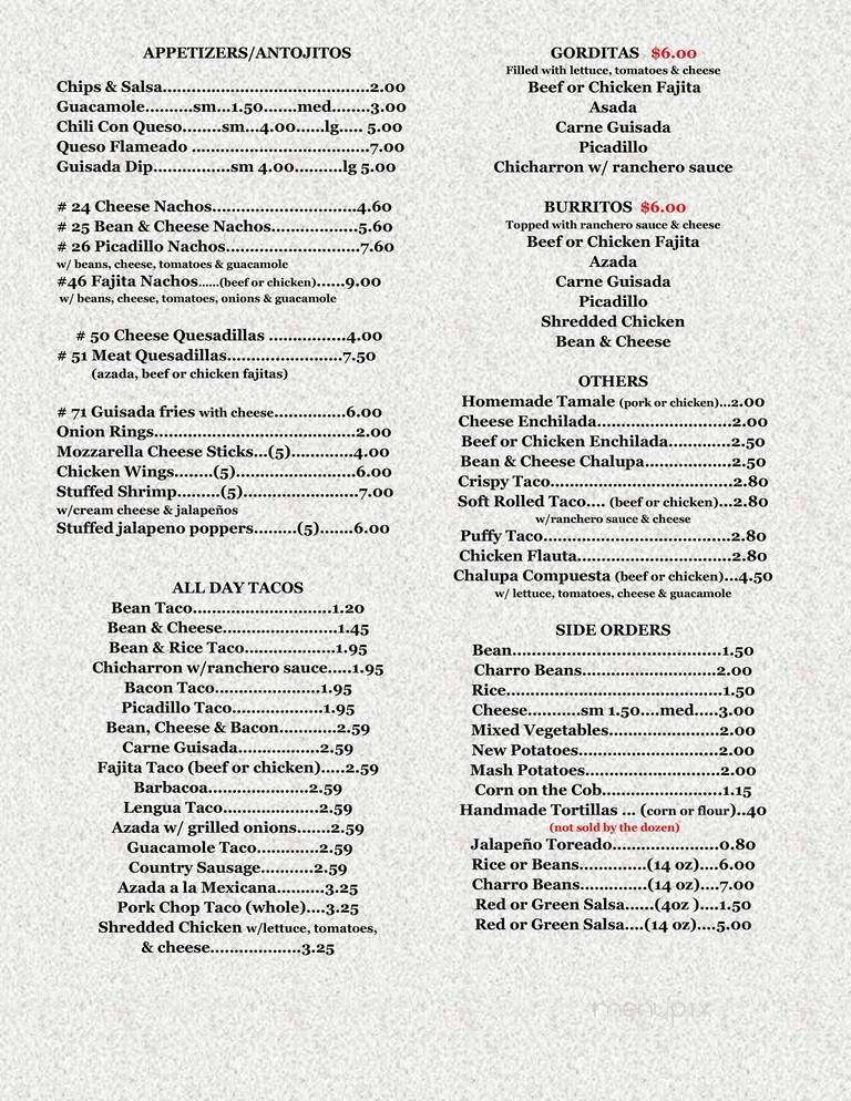 Las Lagunas - Floresville, TX menu_pic