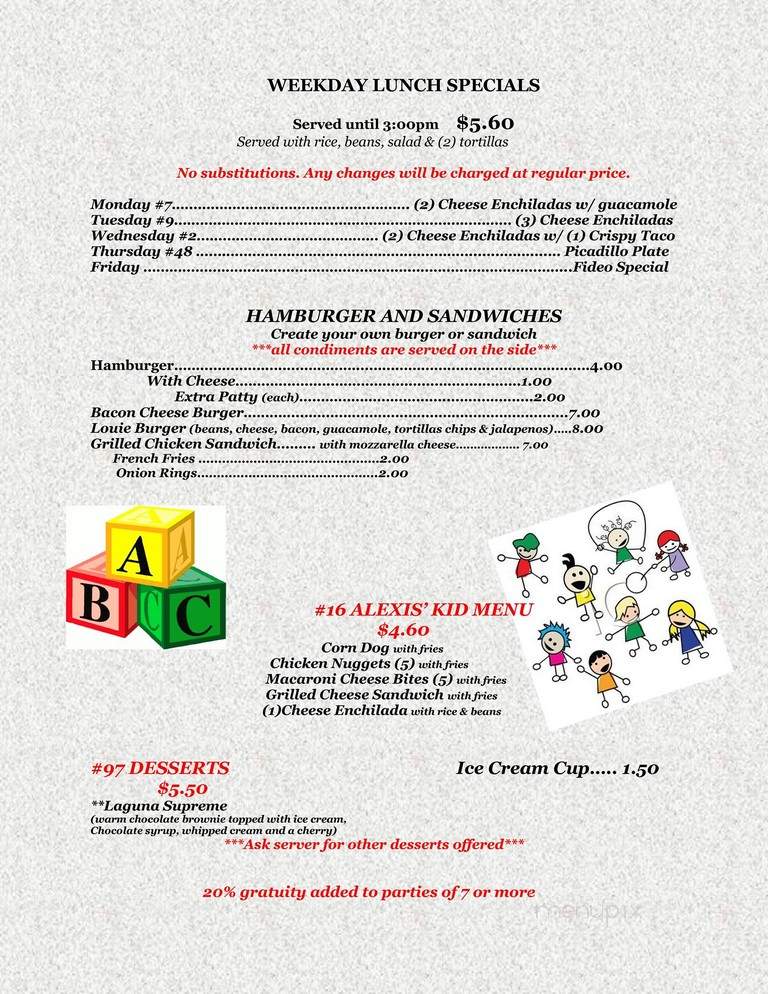 Las Lagunas - Floresville, TX menu_pic