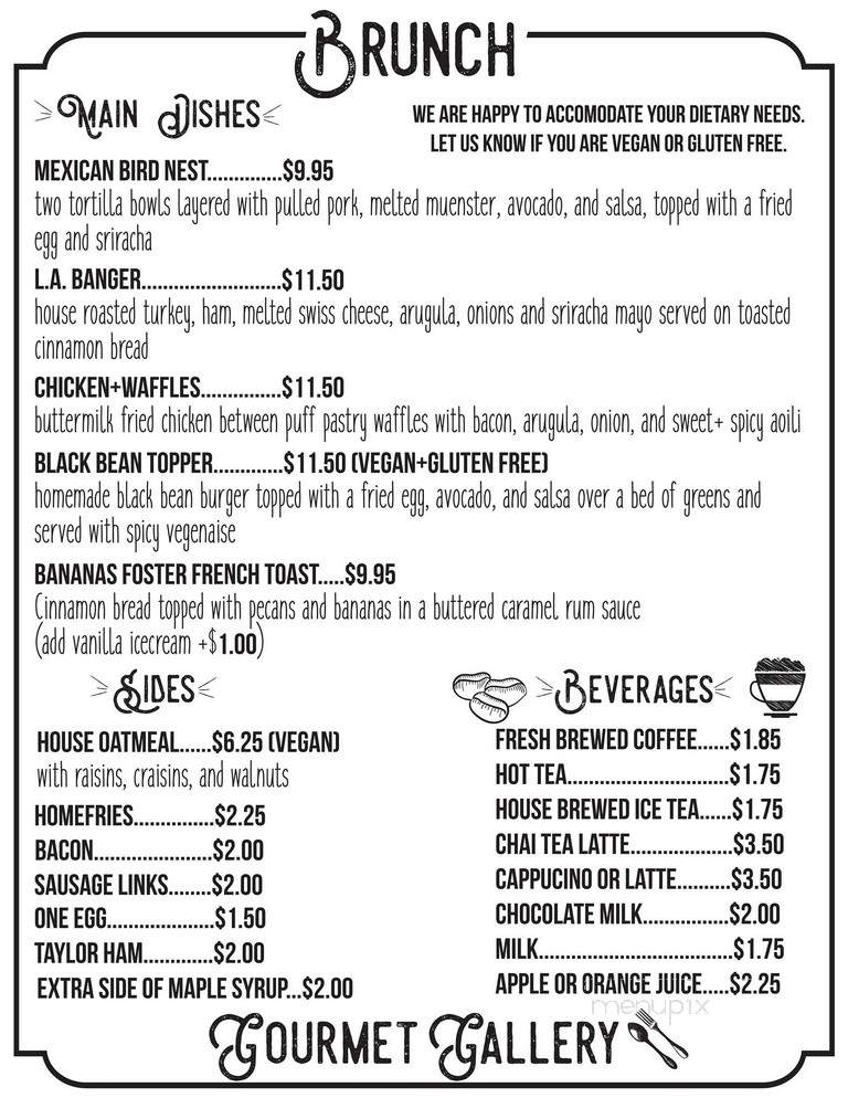 Gourmet Galleries - Blairstown, NJ menu_pic