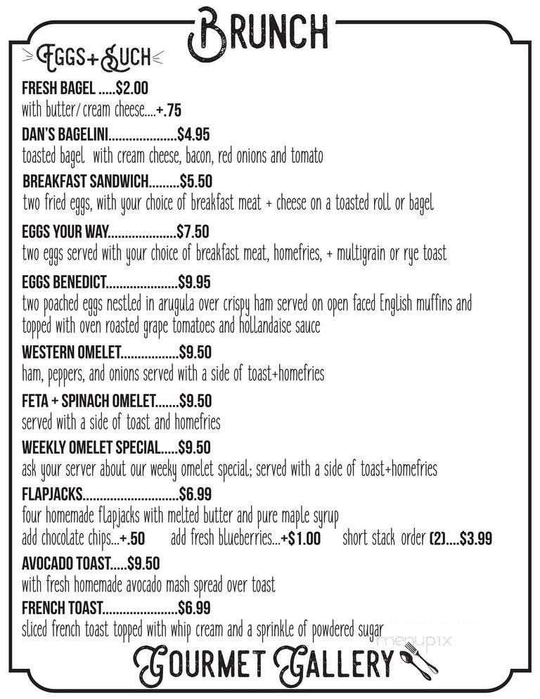 Gourmet Galleries - Blairstown, NJ menu_pic