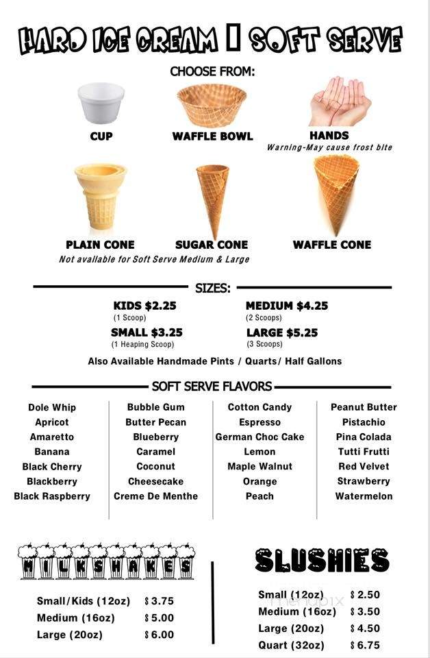 Next To Nowhere Ice Cream - Exeter, RI menu_pic