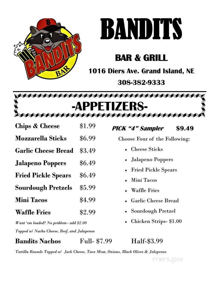 Bandits - Grand Island, NE menu_pic