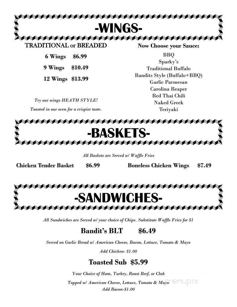 Bandits - Grand Island, NE menu_pic