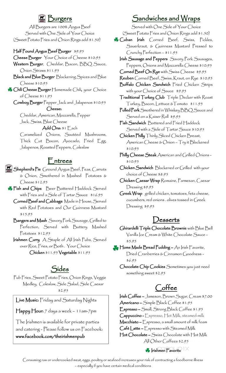 The Irishmen - Boca Raton, FL menu_pic