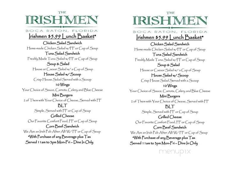 The Irishmen - Boca Raton, FL menu_pic
