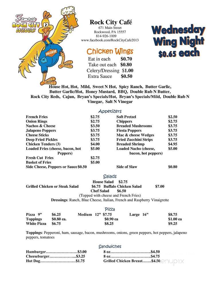 Rock City Cafe' - Rockwood, PA menu_pic