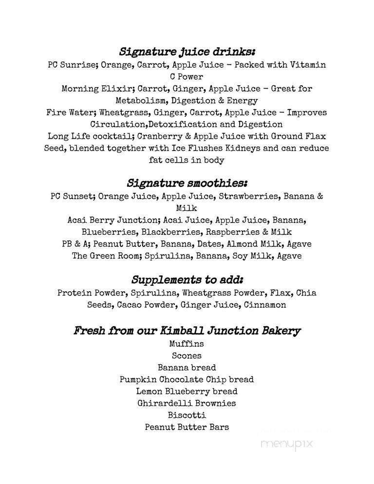 Park City Coffee Roaster - Park City, UT menu_pic