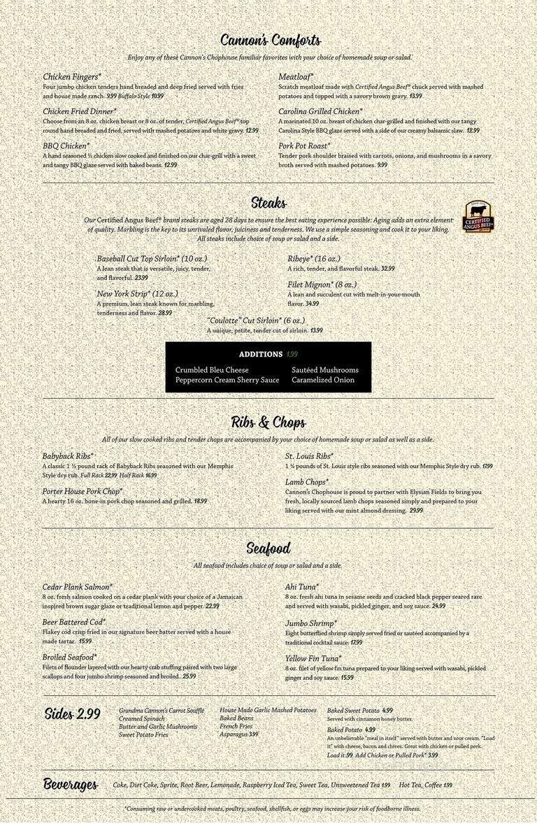 Montana's Rib and Chop House - Meadville, PA menu_pic