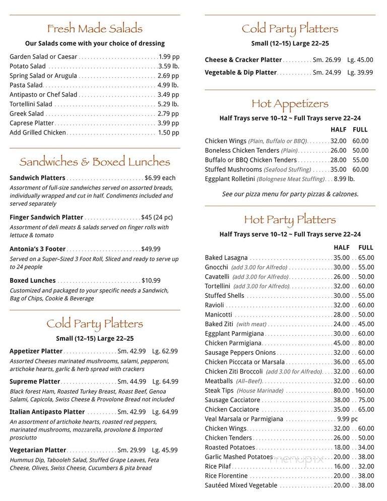 Antonia's Deli - Foxborough, MA menu_pic
