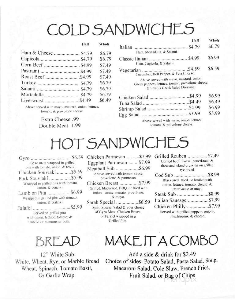 Spiro's Family - South Pasadena, FL menu_pic
