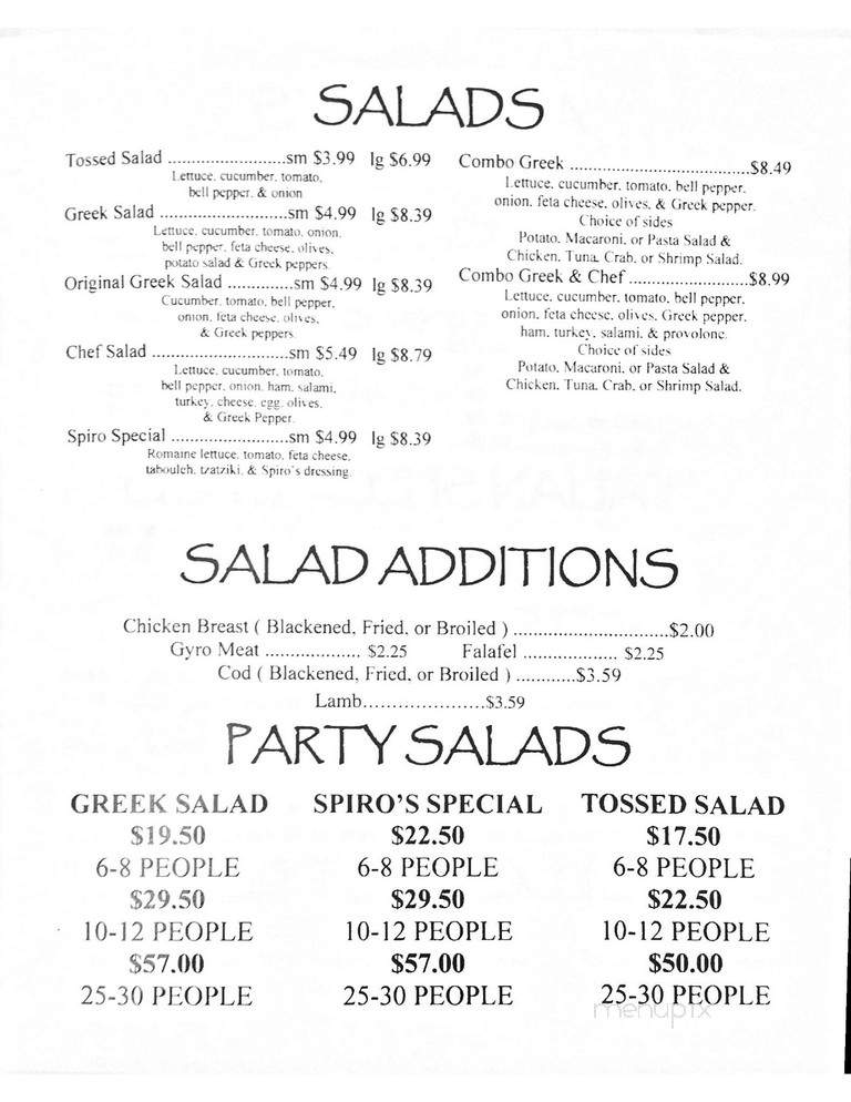 Spiro's Family - South Pasadena, FL menu_pic