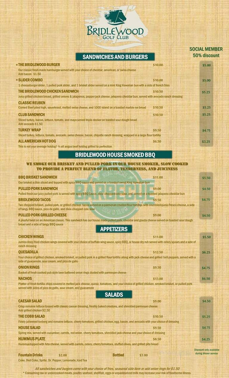 Bridlewood Golf Club Grille - Flower Mound, TX menu_pic