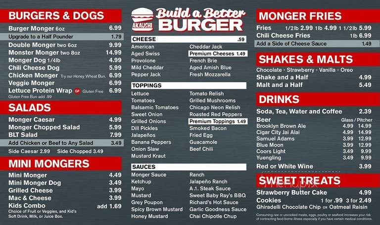 Burger Monger - Tampa, FL menu_pic