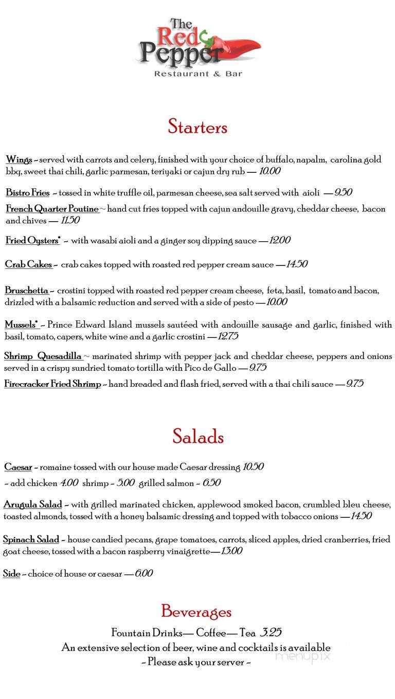 The Red Pepper Cafe - Aiken, SC menu_pic