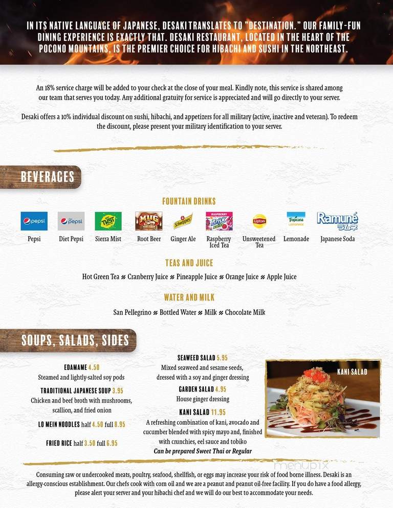 Desaki - Tannersville, PA menu_pic