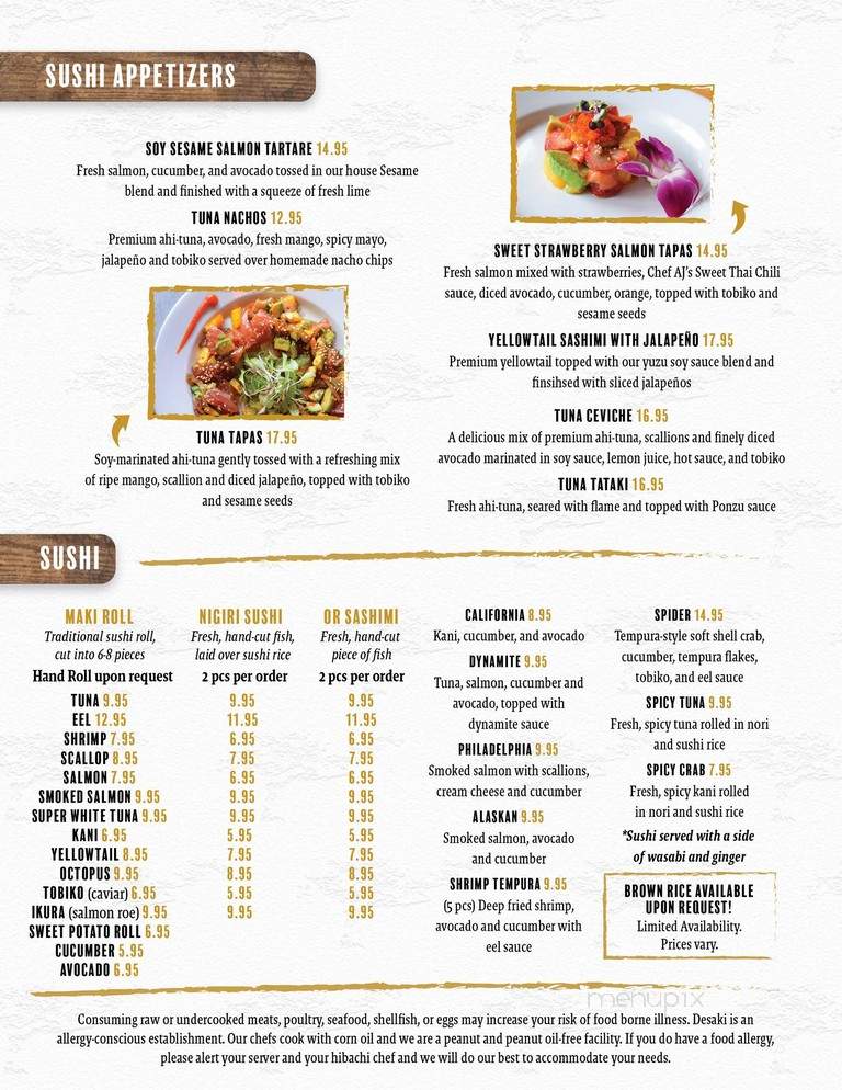 Desaki - Tannersville, PA menu_pic