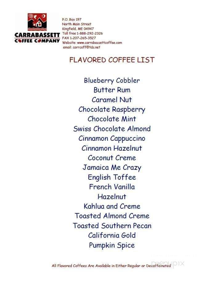 Carrabassett Coffee Roasters - Kingfield, ME menu_pic