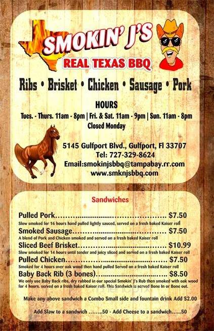 Smokin' J's - Gulfport, FL menu_pic