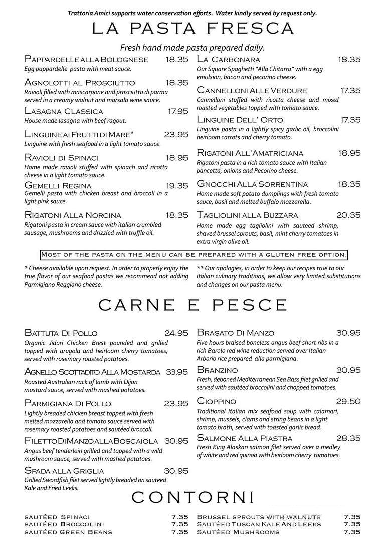 Trattoria Amici at The Americana at Brand - Glendale, CA menu_pic