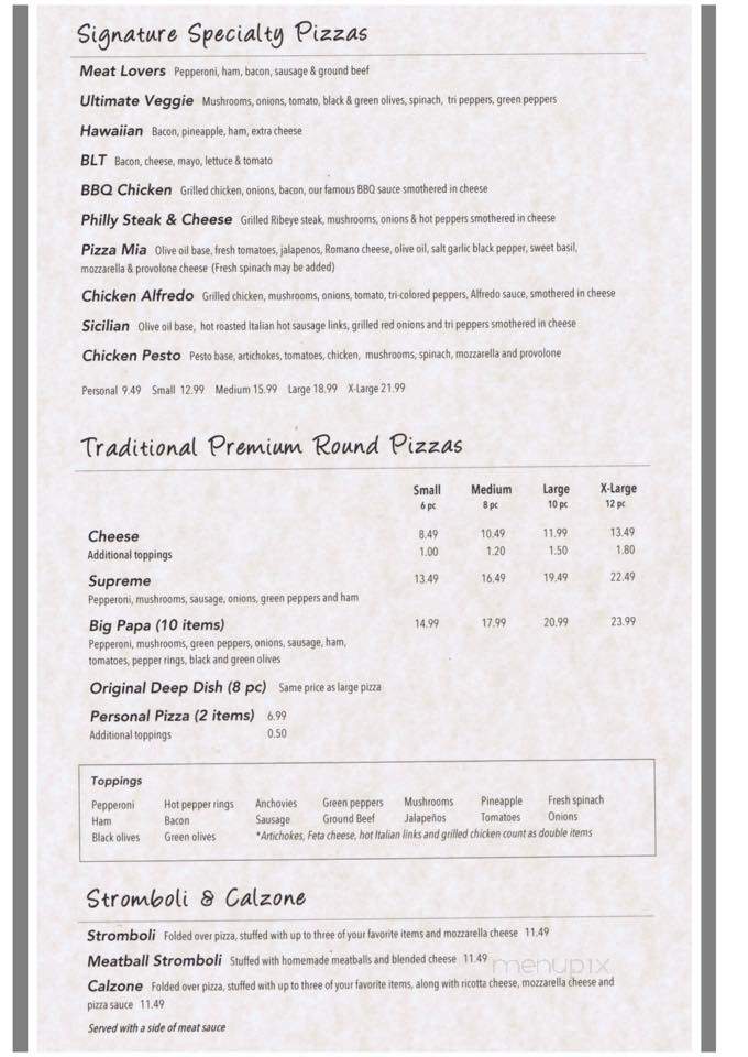 Pizza Mia - Grand Blanc, MI menu_pic