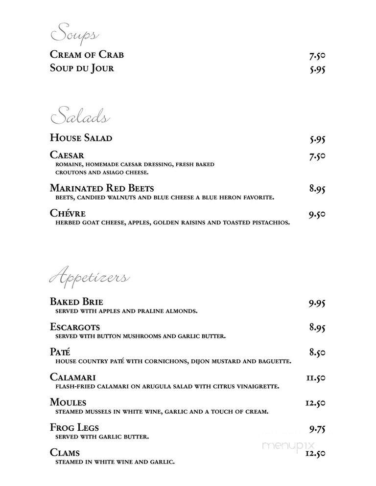 Blue Heron - York, PA menu_pic