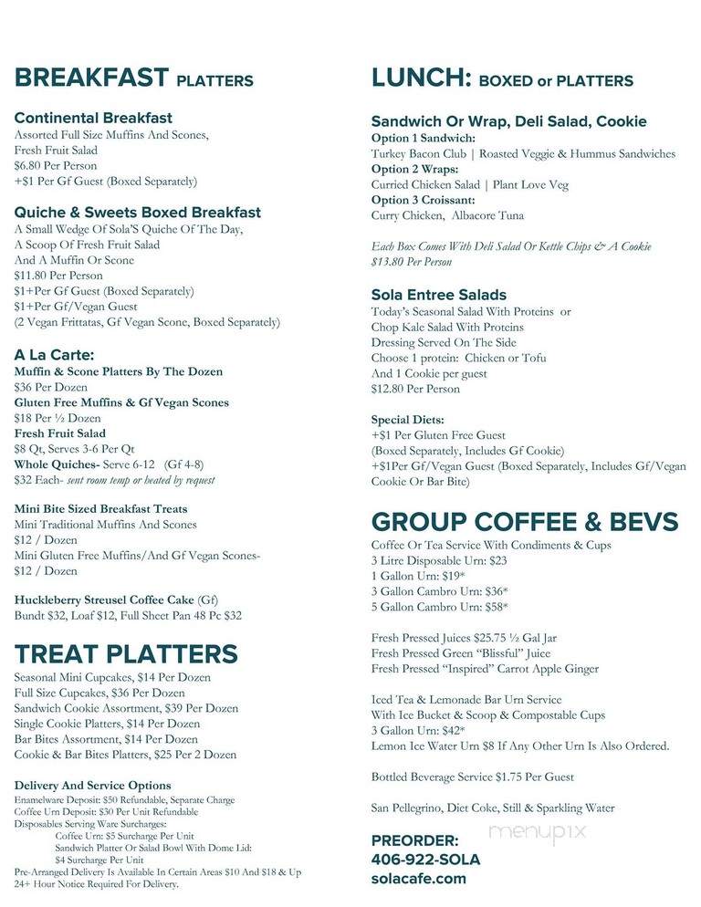 Sola Cafe - Bozeman, MT menu_pic