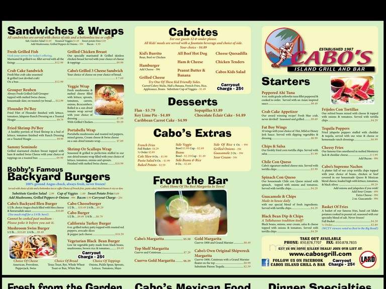 Cabo's Island Grill and Bar - Tallahassee, FL menu_pic
