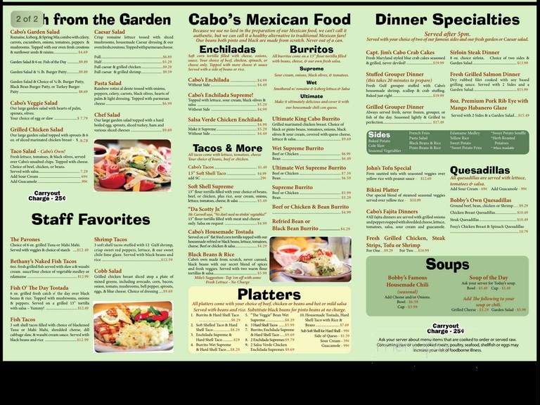 Cabo's Island Grill and Bar - Tallahassee, FL menu_pic