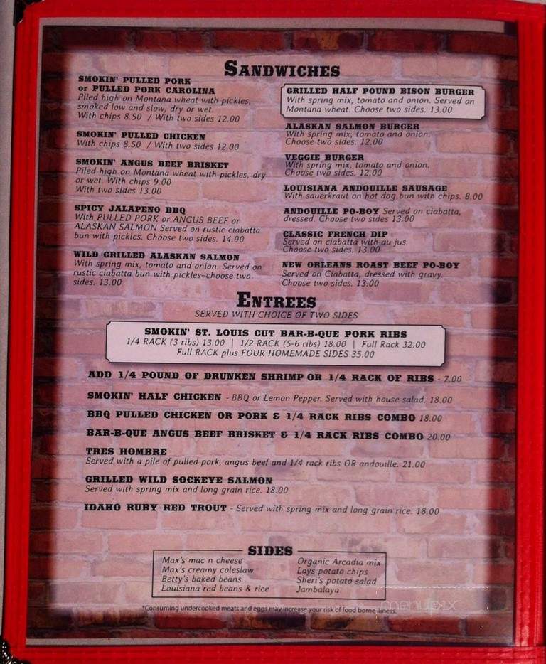 Smokehouse BBQ and Saloon - Wallace, ID menu_pic