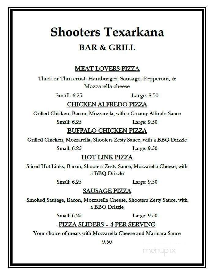 Shooters Sports Bar - Texarkana, AR menu_pic