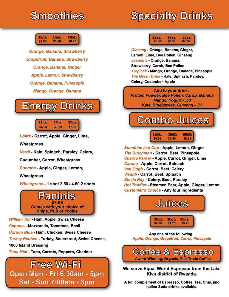 Energy Bar - Portland, OR menu_pic