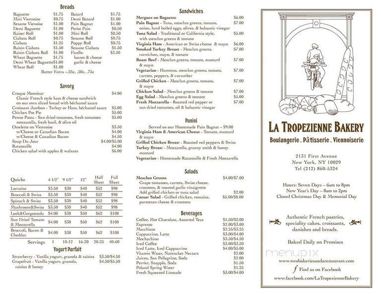 La Tropezienne - New York, NY menu_pic