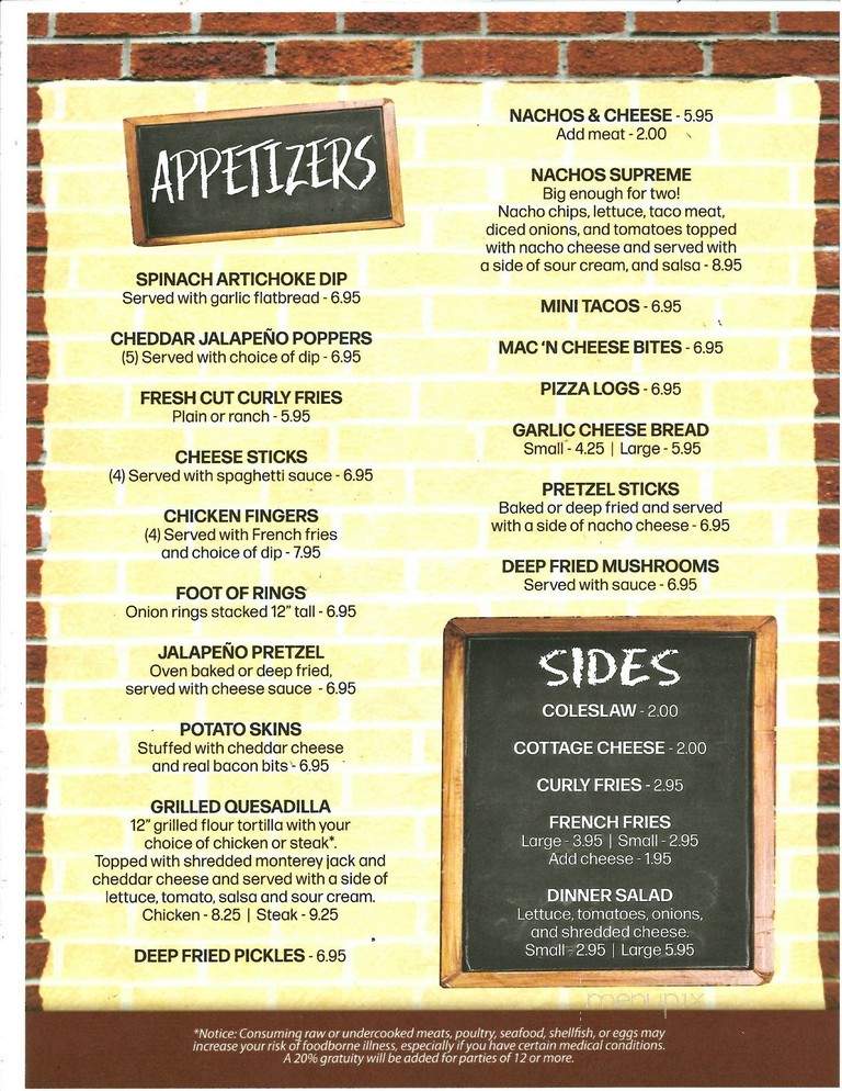 Cornerstone Lounge - Warren, PA menu_pic