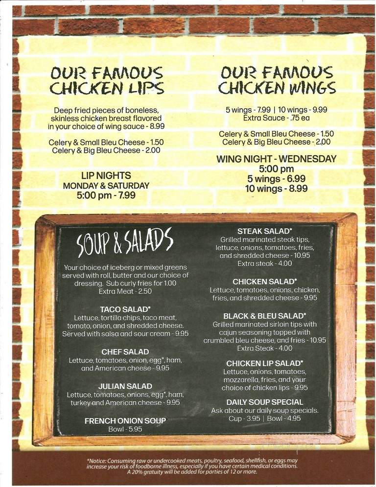 Cornerstone Lounge - Warren, PA menu_pic