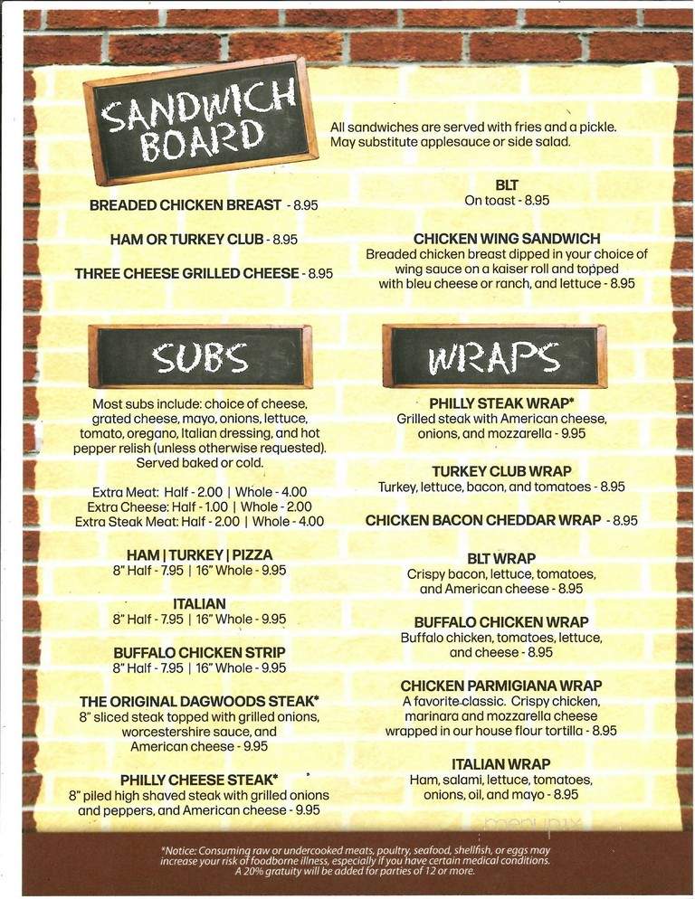 Cornerstone Lounge - Warren, PA menu_pic