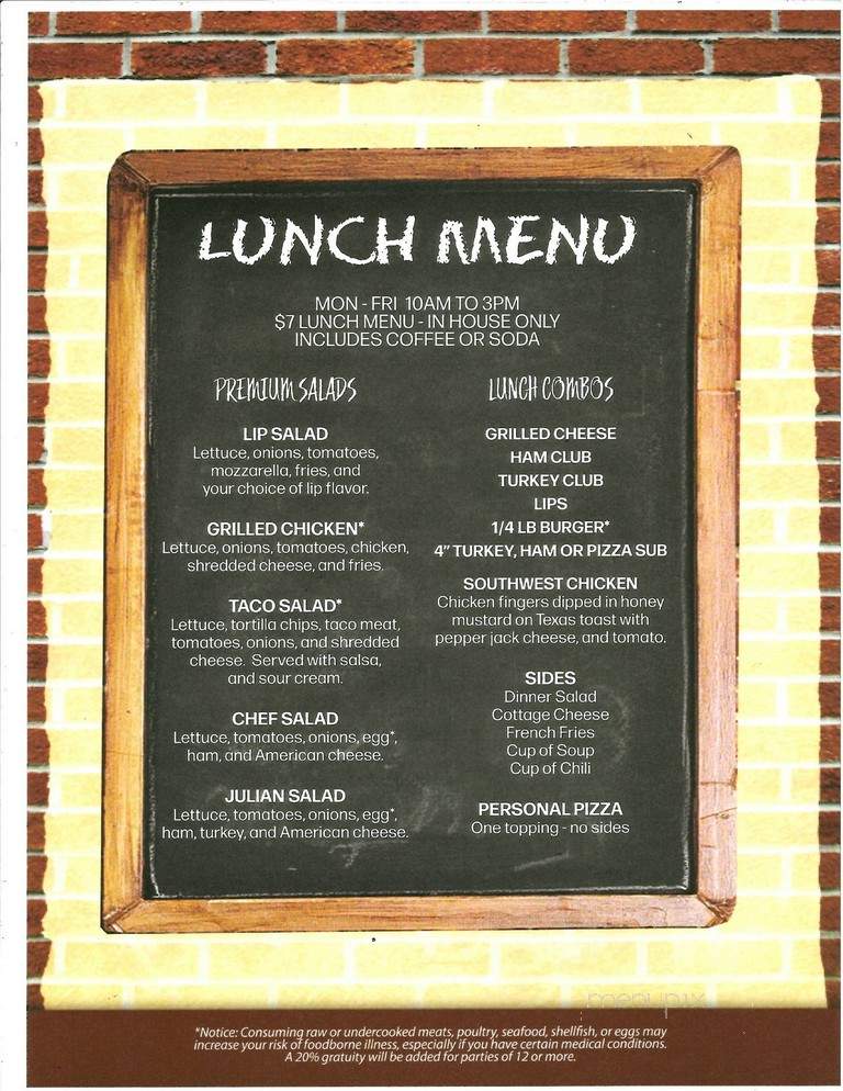 Cornerstone Lounge - Warren, PA menu_pic