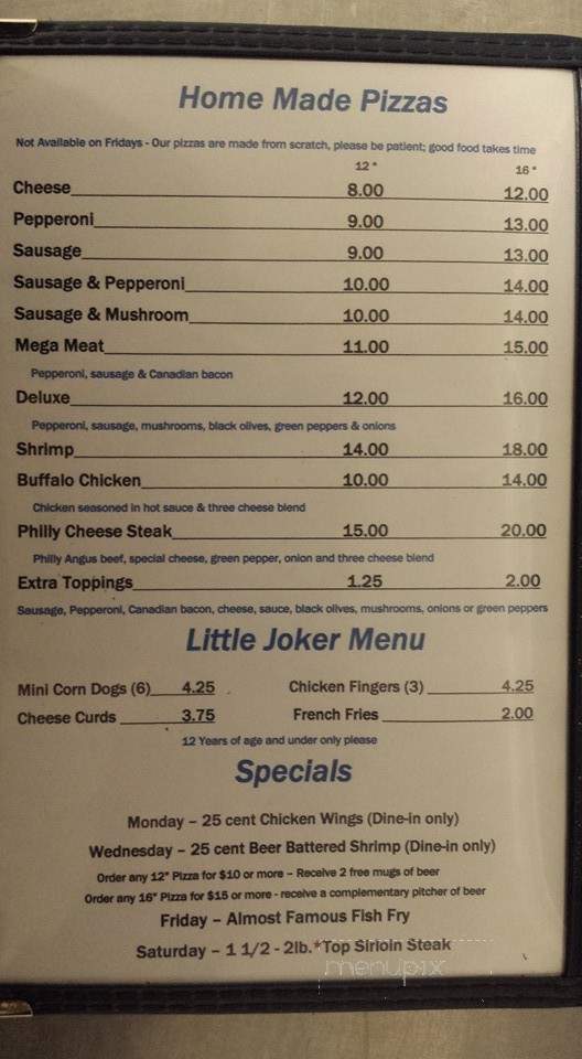 Jokers Bar & Grill Llc - Wisconsin Rapids, WI menu_pic