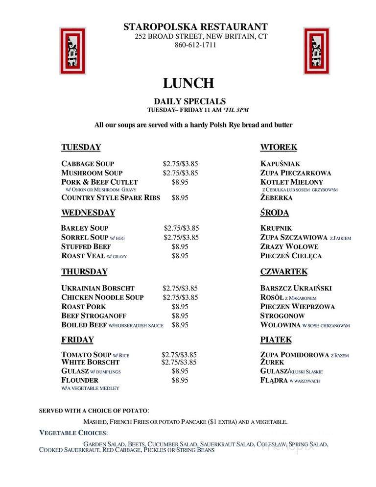 Staropolska - New Britain, CT menu_pic