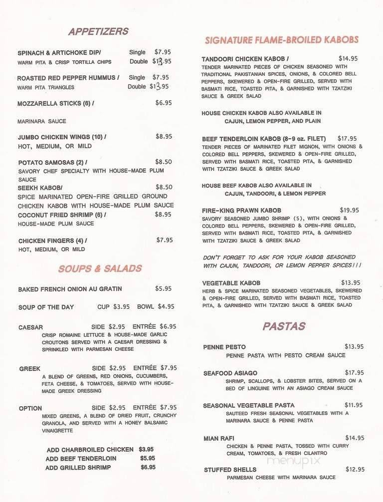 The Option House Restaurant - Bradford, PA menu_pic