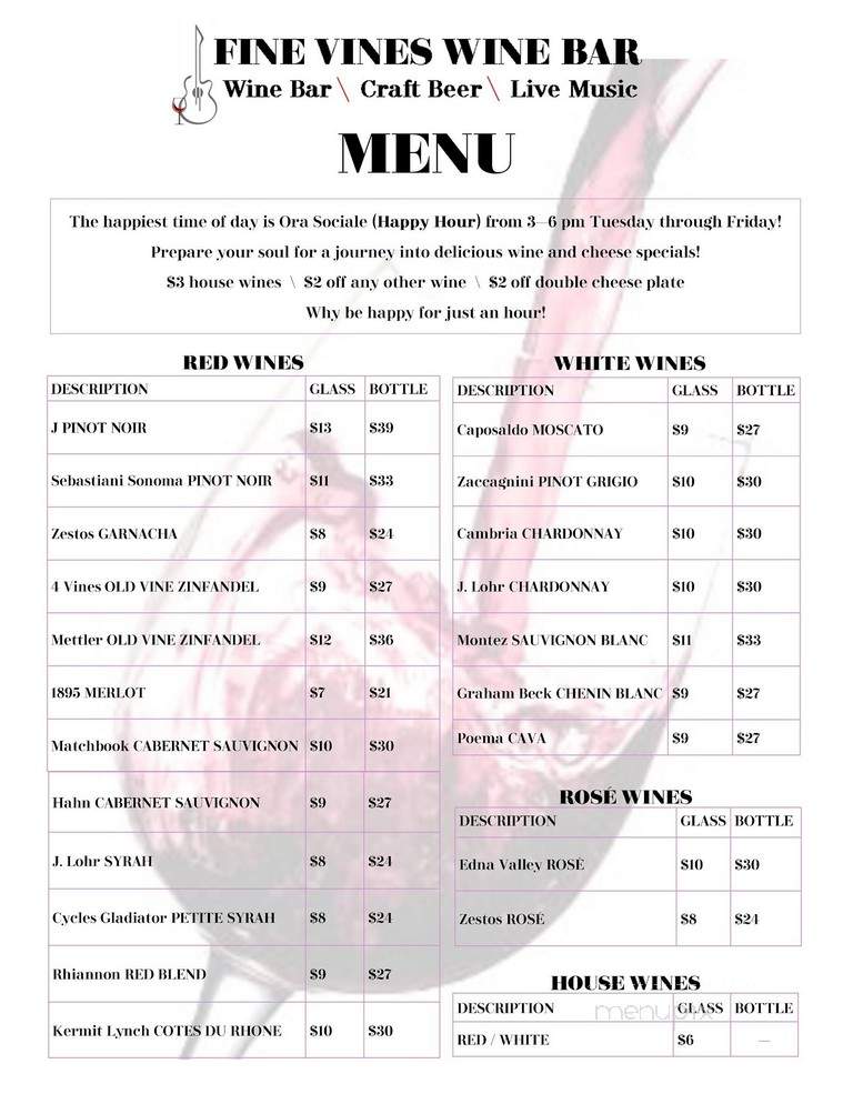 Fine Vines Cheese and Wines - Reno, NV menu_pic