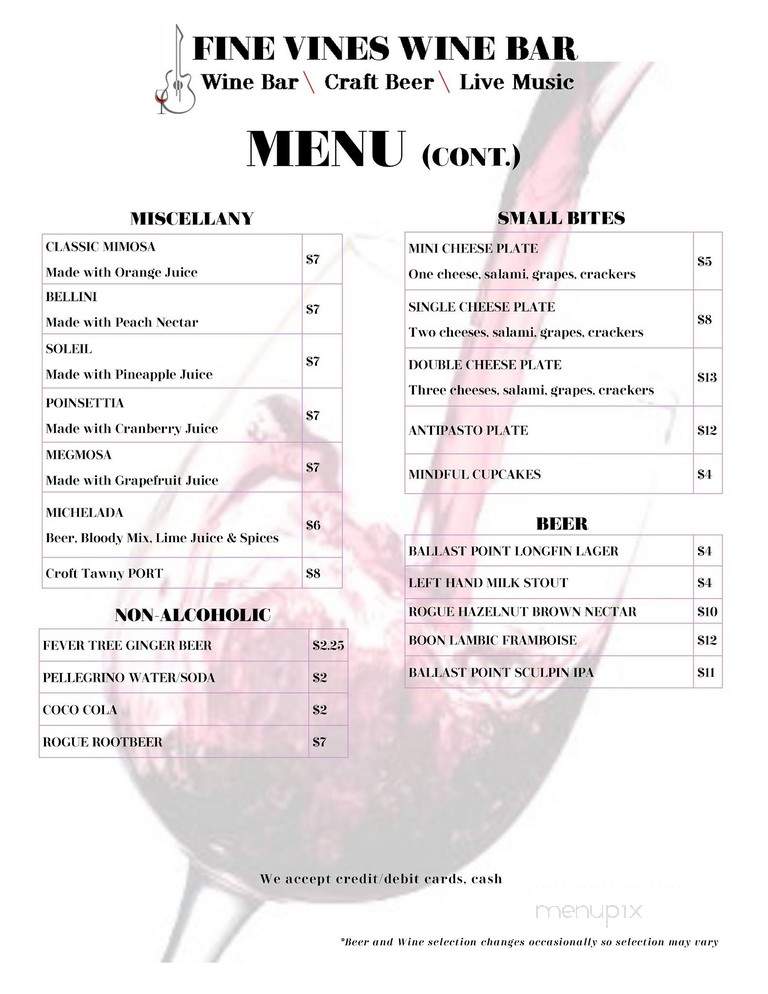 Fine Vines Cheese and Wines - Reno, NV menu_pic