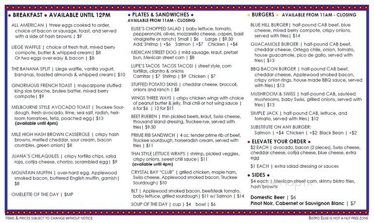 Crystal Bay Casino - Crystal Bay, NV menu_pic