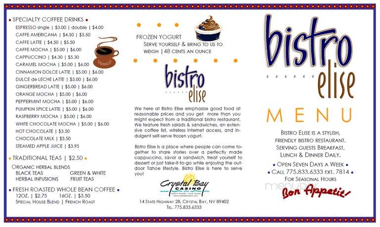 Crystal Bay Casino - Crystal Bay, NV menu_pic