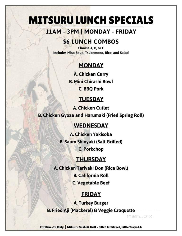 Mitsuru Cafe - Los Angeles, CA menu_pic