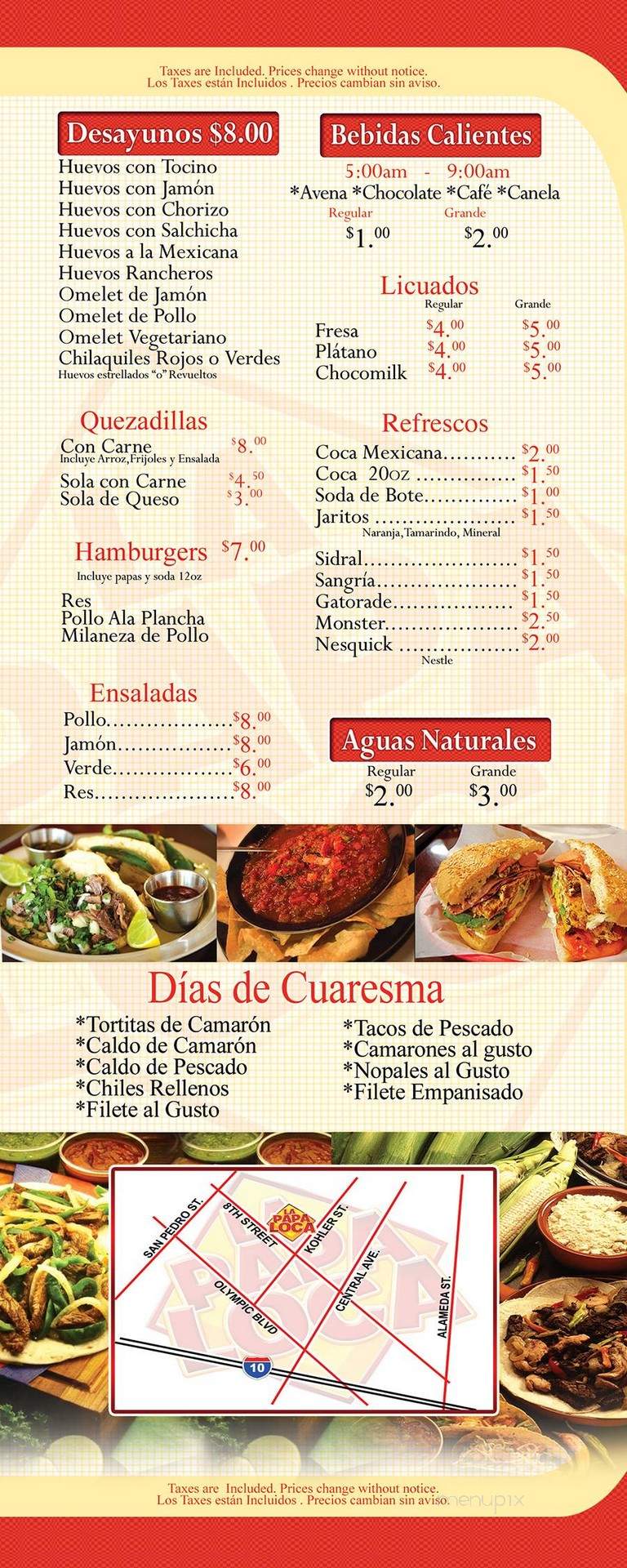 La Papa Loca - Los Angeles, CA menu_pic