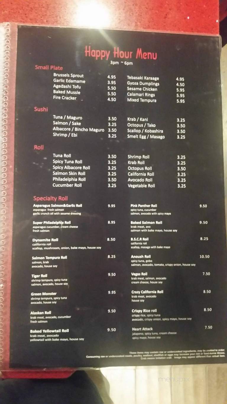 Zono Sushi - Glendale, CA menu_pic
