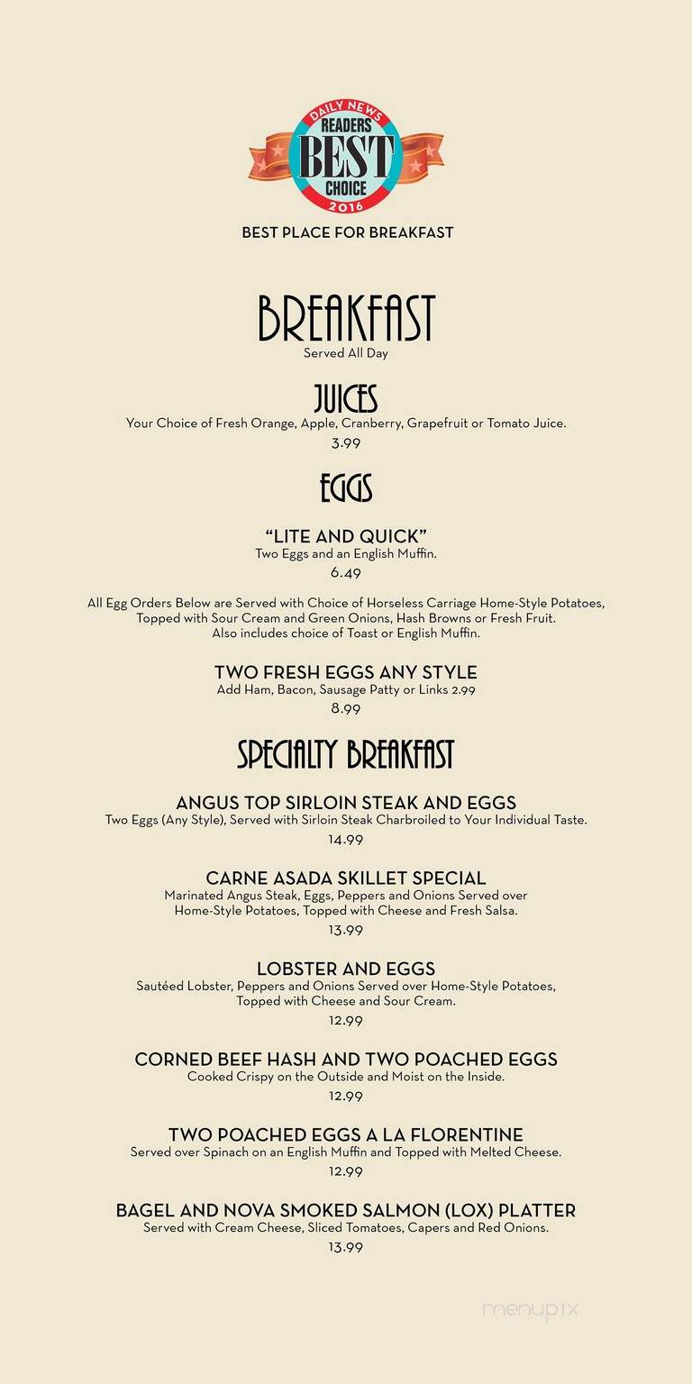 Horseless Carriage - Sepulveda, CA menu_pic