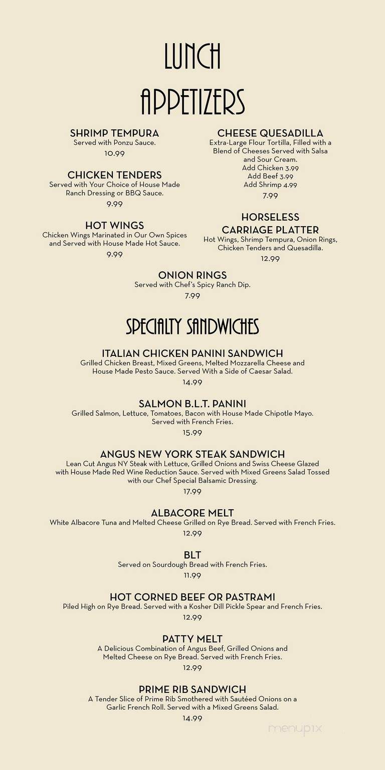 Horseless Carriage - Sepulveda, CA menu_pic
