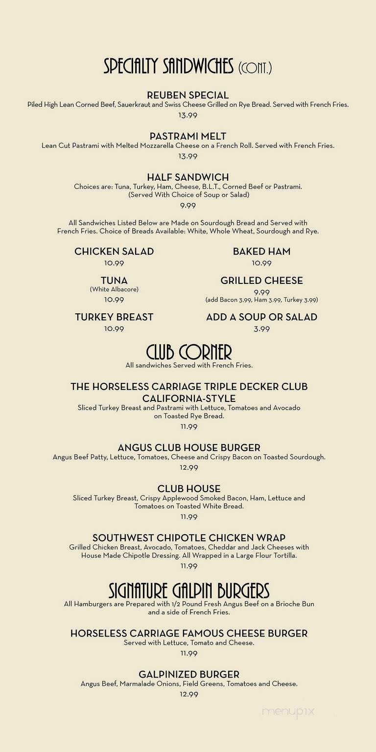Horseless Carriage - Sepulveda, CA menu_pic